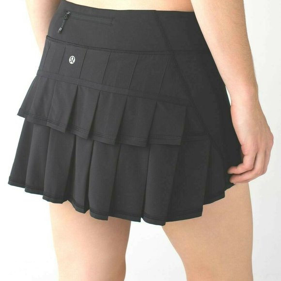 lululemon athletica Dresses & Skirts - Lululemon Run Pace Setter Skirt Black Luxtreme Run